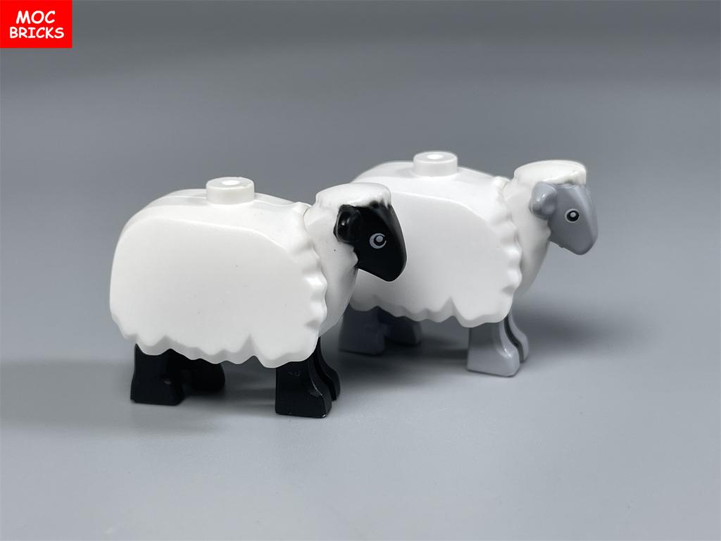 MOC Bricks Cute Sheep Goat Shed Sheepfold Animal DIY Farm Grassland View Building Blocks Accessories Children's Toys Gifts