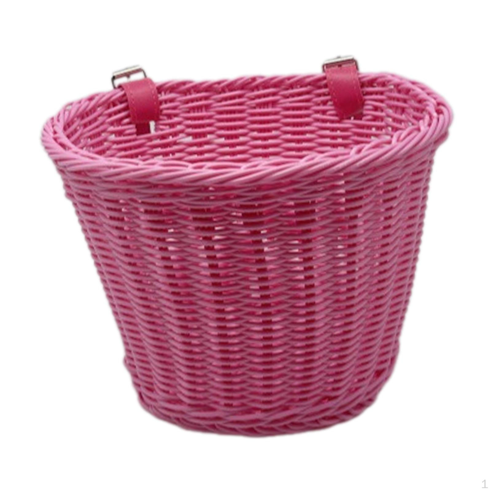 

Bicycle Basket, Sundries Container, Woven Basket with Straps, Bike Handlebar for Scooters рожевий