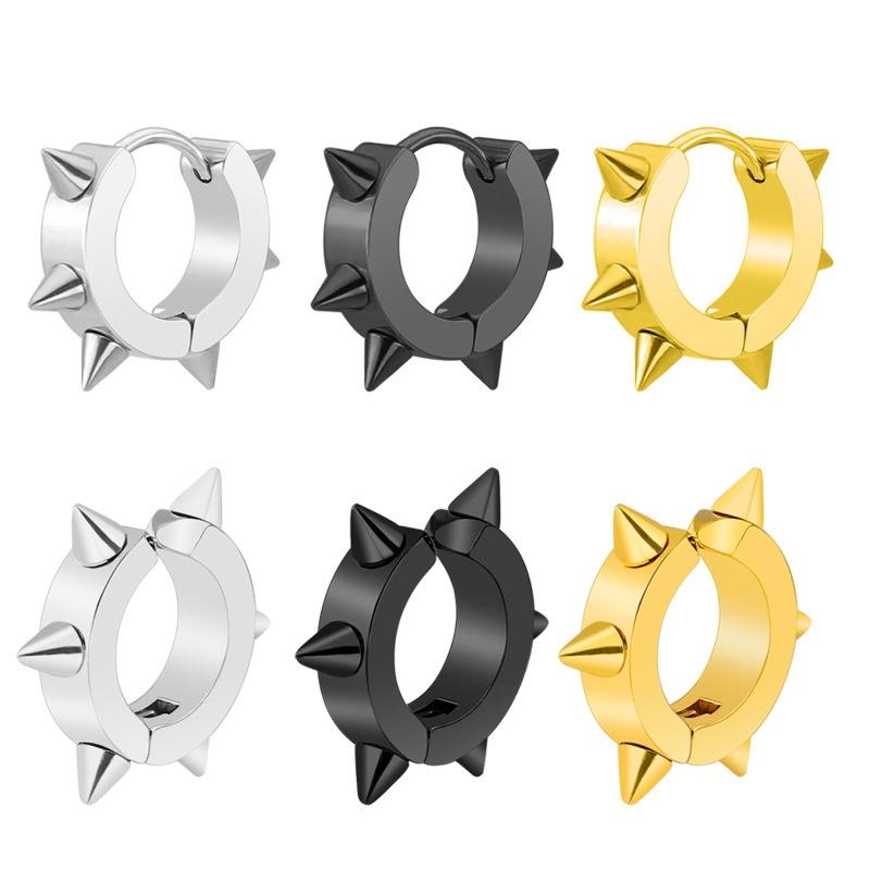 1Pair Personality Rivet Titanium Steel Punk Stud Earring Gothic Hoop Earrings Fashion Unisex Sharp Needle Ear Buckle