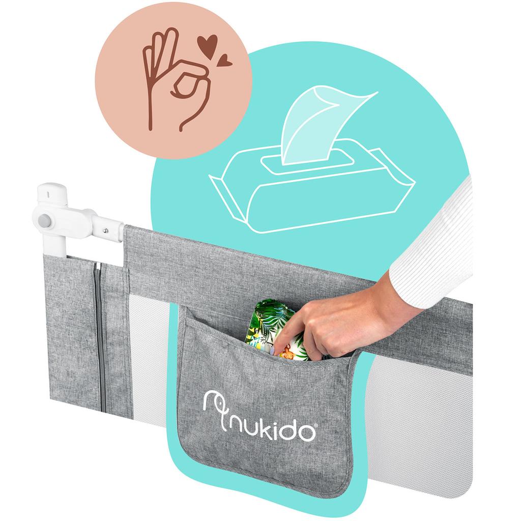 Bed Safety Rail For Crib, Gate Lock, Nukido