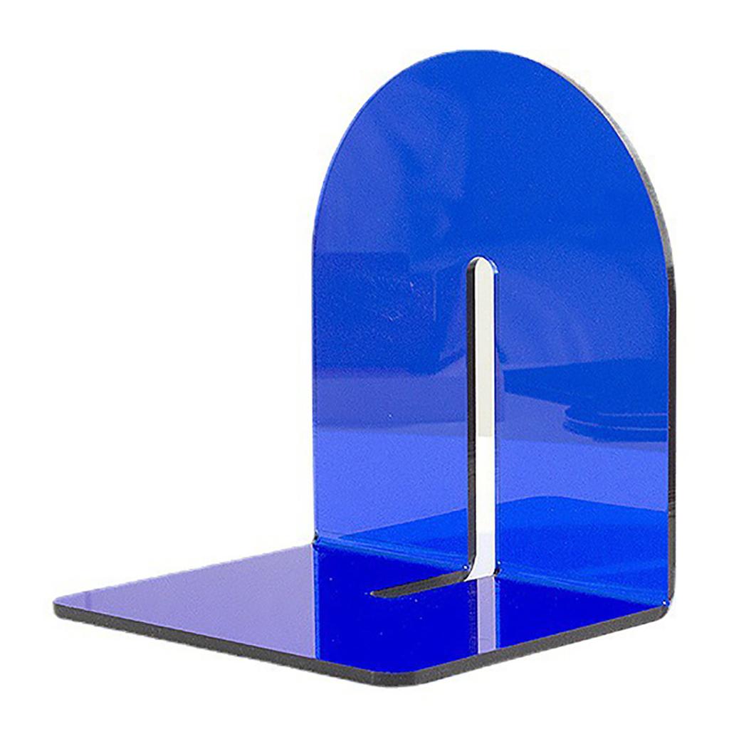 Acrylic Book End Thickened L Shape Bookend Stopper Desktop Book Organizer for Home Library Office Translucent Blue