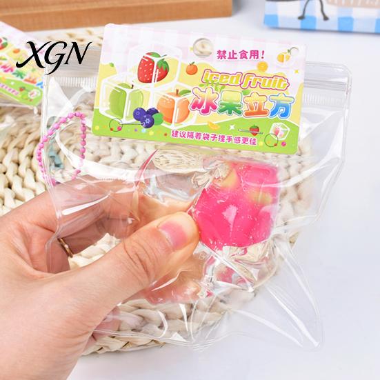 Stress Relief Squeeze Toy Crystal Ice Jelly TPR Soft Fruit Reliever Durable Mud Texture Fidget Sensory for Party Game Relaxation Tool Ball