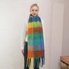 Women's Woolen Scarf Thickened Colorful Plaid Scarf In Winter Men's Autumn and Winter Long Thick Tassel Imitation Cashmere Scarf