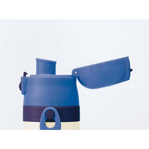 Skater Kids' Stainless Steel Water Bottle, 2-Way Design, 470ml (Direct Drink) or 430ml (Cup Drink), Dinosaur Design, Kid-Friendly and Lightweight, Ins