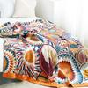 Bohemian Geometric Sun Jacquard Throw Blanket Vibrant Tribal Pattern Reversible Cotton Quilt Colorful Mandala Print Bedspread