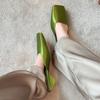 Fashion Elegant Satin Strange Style Low Heel Slide Sandals Women Comfortable Sexy Square Toe Slippers Summer Casual Designer Flip Flops