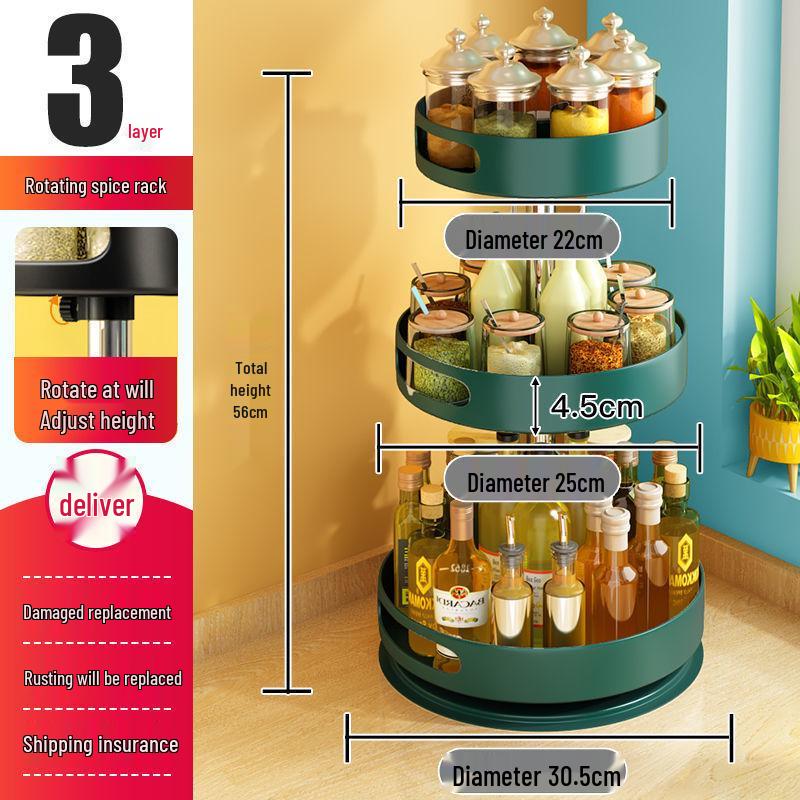Modern Minimalist Rotating Spice Rack - Kitchen Organizer Shelf