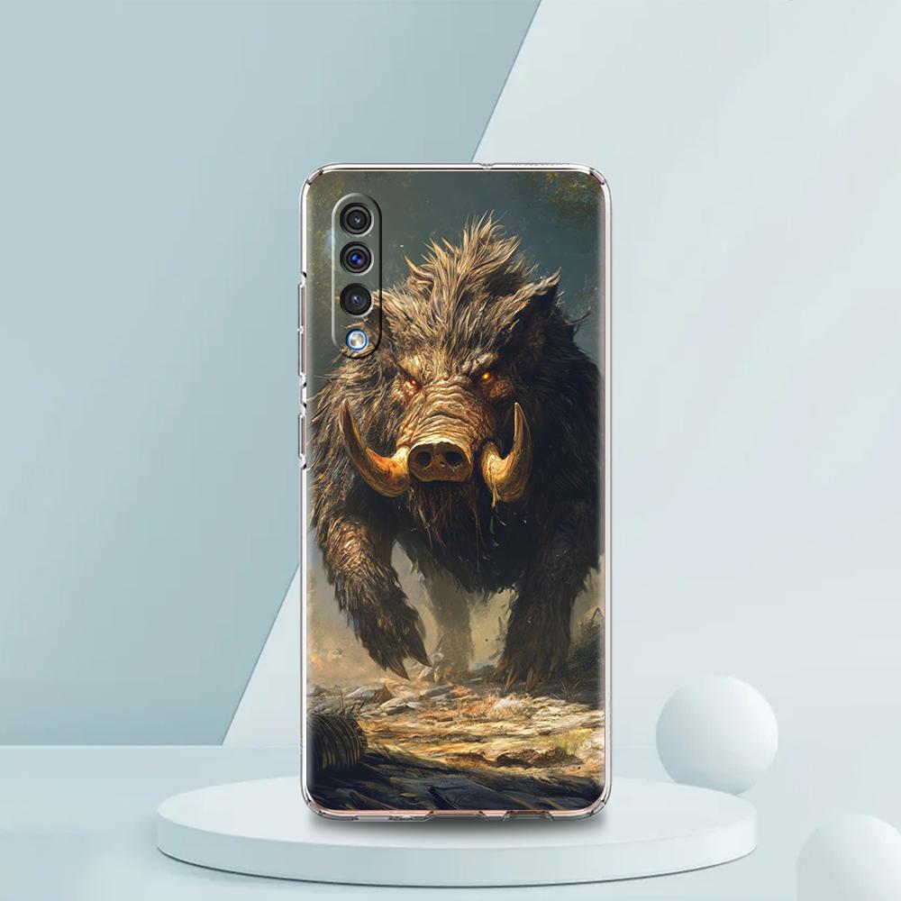 Transparent Phone Case for Samsung Galaxy A16 A14 A12 A22 A24 A42 A02 A03S A06 A20 A30 A40 Soft TPU Cover Wild Boar Pattern Bags
