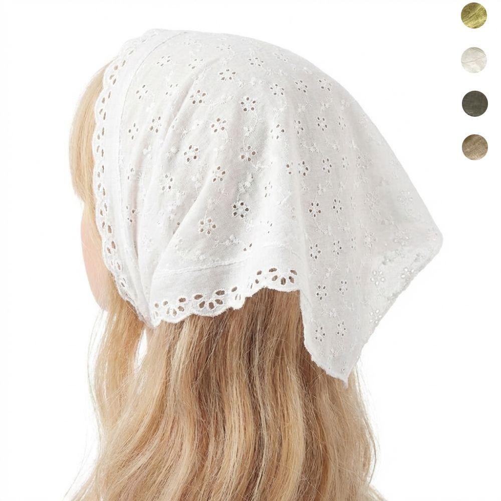 Stylish Lightweight Floral Triangle Scarf Korean Style Thin Cotton Linen Scarf Head Wrap Soft Spring Summer Bandana Daily Use