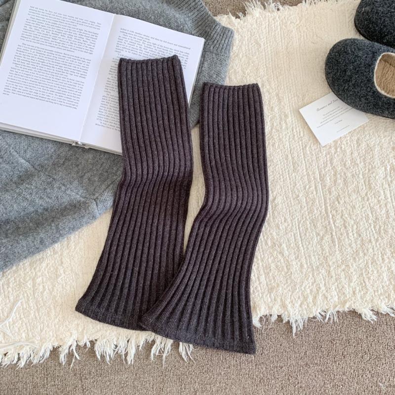 Sock Cover Women's Fall/winter Vertical Stripe Small Round Toe Basic Pile-up Sock Knitted Woolen Sweater for Warmth and Protection of The Lower Legs
