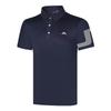 Mens Golf Polo Shirt Short Sleeve Quick Dry Breathable Sport T-Shirt White Blue Stripe