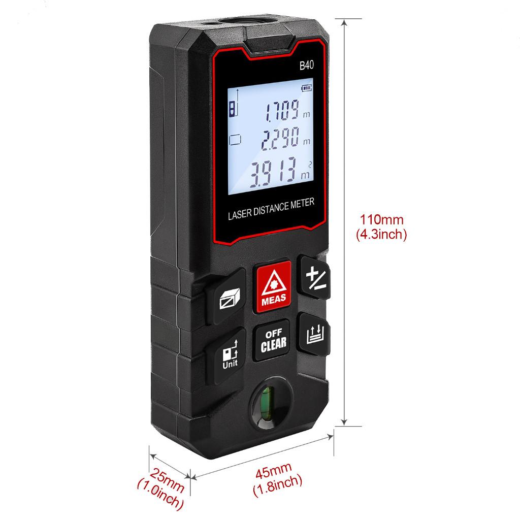 40m-100m Portable Laser Distance Meter Professional Laser Rangefinder Handheld Measuring Distance Area Volume Tool