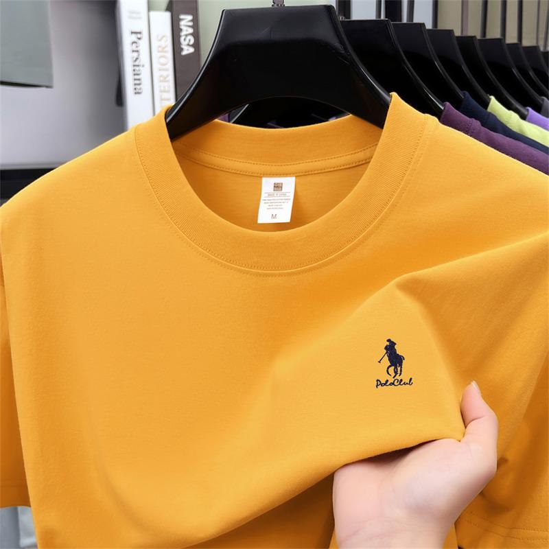 Men's Lightweight 100% Cotton Casual Round Neck T-shirt - Breathable and Fashionable for Summer