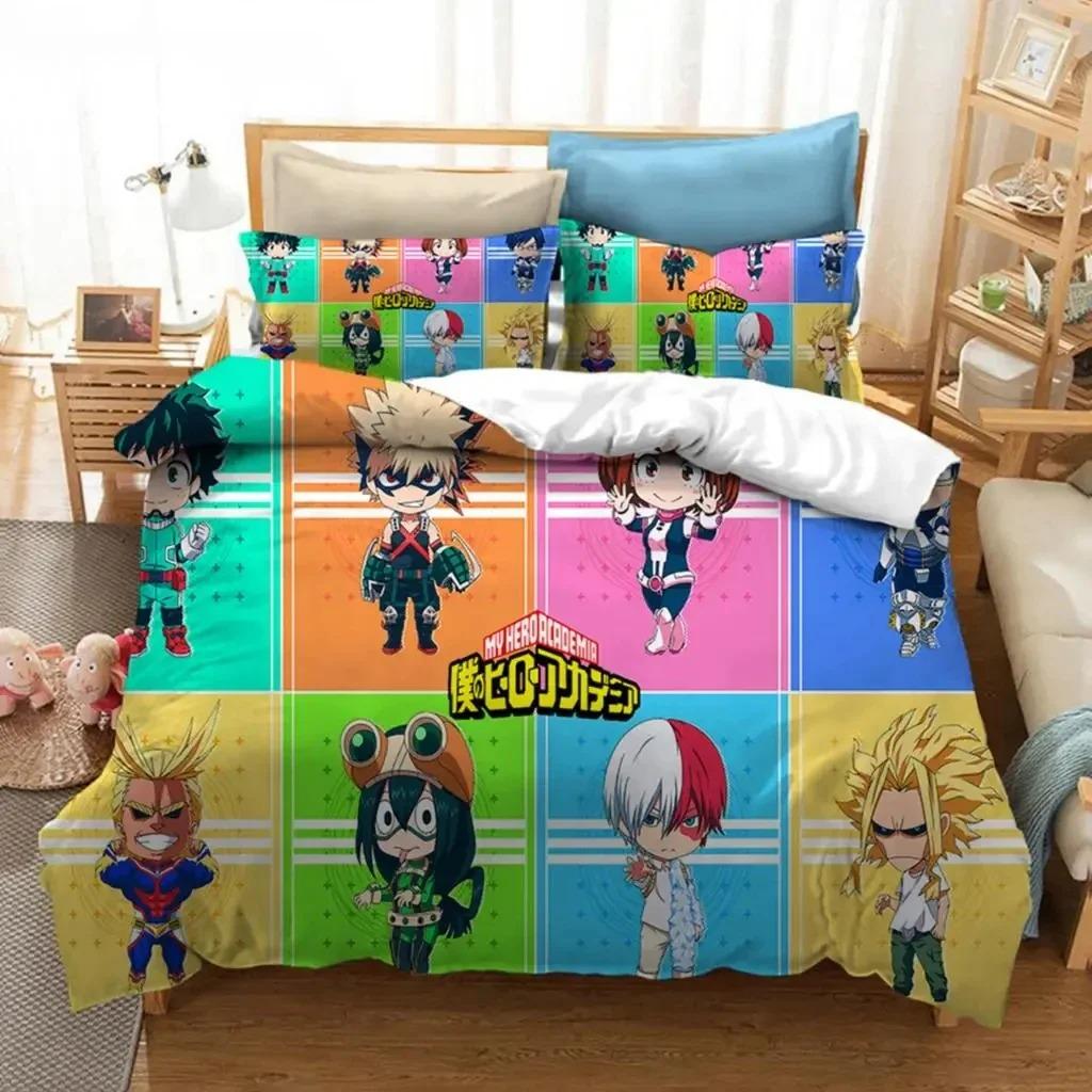 Anime My Hero Academia Zestaw Pościeli Chłopcy Dziewczynki Rozmiar Twin Queen Poszwa na Kołdrę Poszewka na Poduszkę Łóżko Dzieci Dorośli Moda Tekstylia Domowe