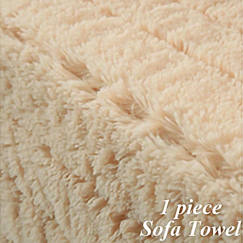 Grey Plush Sofa Cover Towel Striped Fluff Soft Slipcover Resistant Seat Couch Cover For Living Room Window Mats L -Shaped Sofa