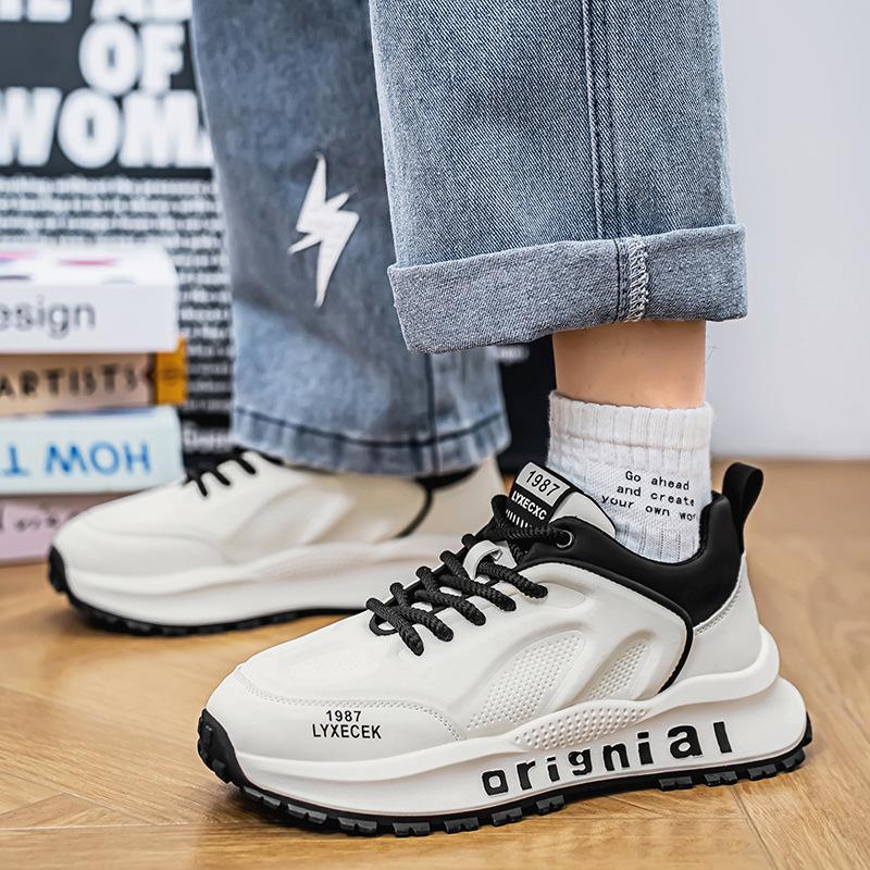 

Новые туфли для папы толстые подошвы повышают универсальность 2025 популярная повседневная обувь весна мягкие подошвы не устают ноги спортивная обувь 43 белый