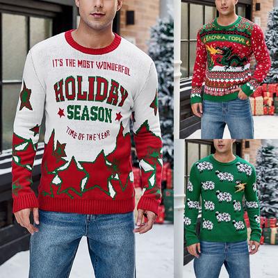 Men's Long-Sleeved Christmas Sweater Fall/Winter Casual Pullover Knit Sweater