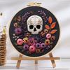 Gothic Embroidery Kit Halloween Skull Embroidery for Beginners Gothic Hoop Threads Scissors Set for Craft Enthusiasts Women