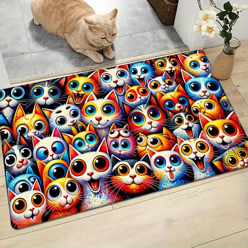 

Flannel Thickness 0.47inch Foot-1pc Door Mat, Colorful Graffiti Animal Print Absorbent Non-Slip Area Mat, Comfortable Floor Mat, 40cm x 60cm