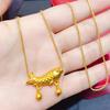 Lulutong Goldfish Pendant Necklace - Sand Gold, Clavicle Chain, Light Luxury, Good Luck Carp Design