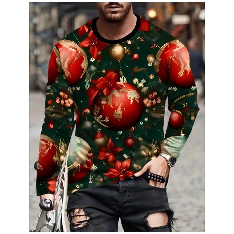 Christmas Series Man T Shirts 3D Funny Harajuku Printed Fashion Long Sleeve Round Neck Clothing For Men Casual Tops T-shirt