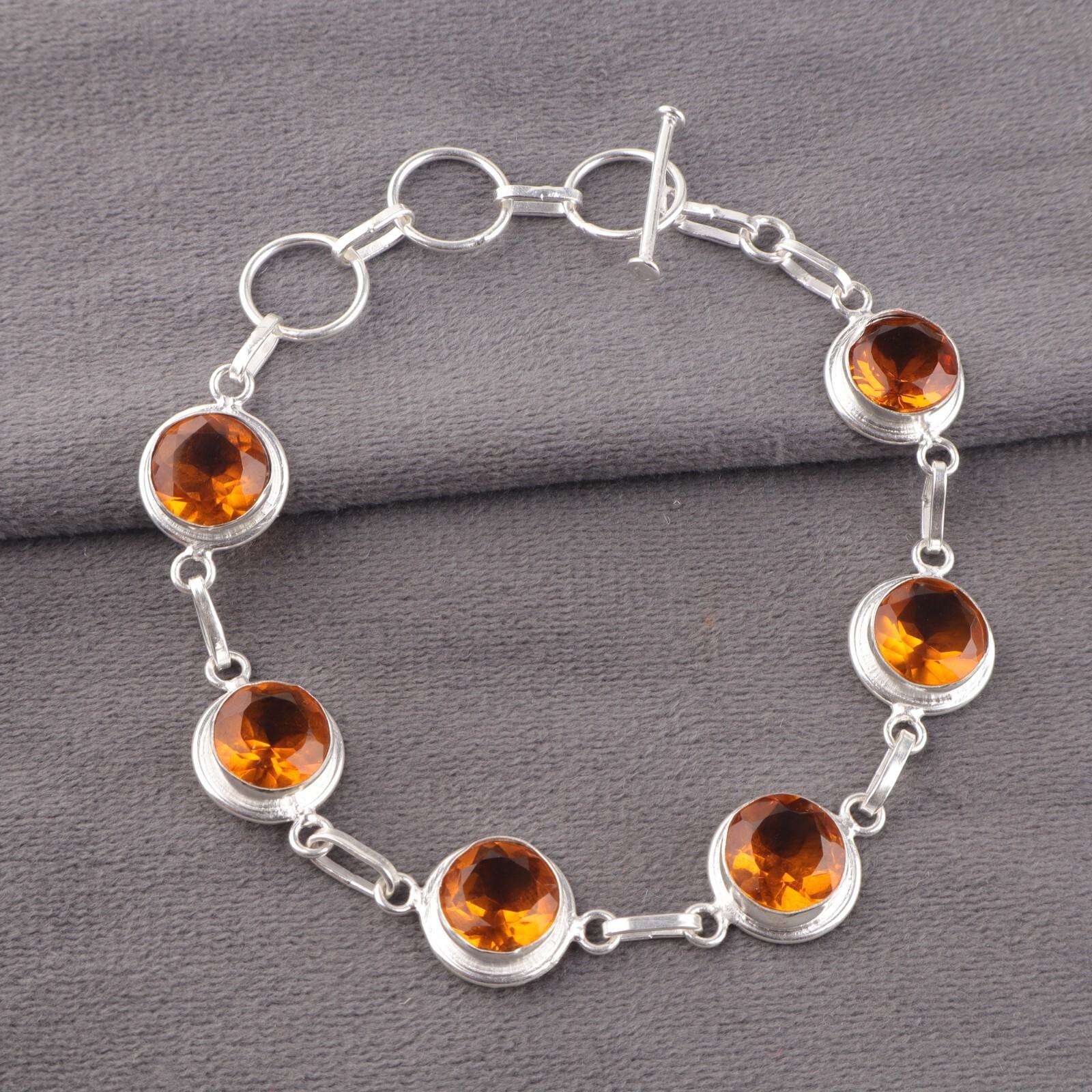 

Натуральный цитрин драгоценный камень 925 стерлинговое серебро ювелирные изделия ручной работы браслет для нее RB-13-6