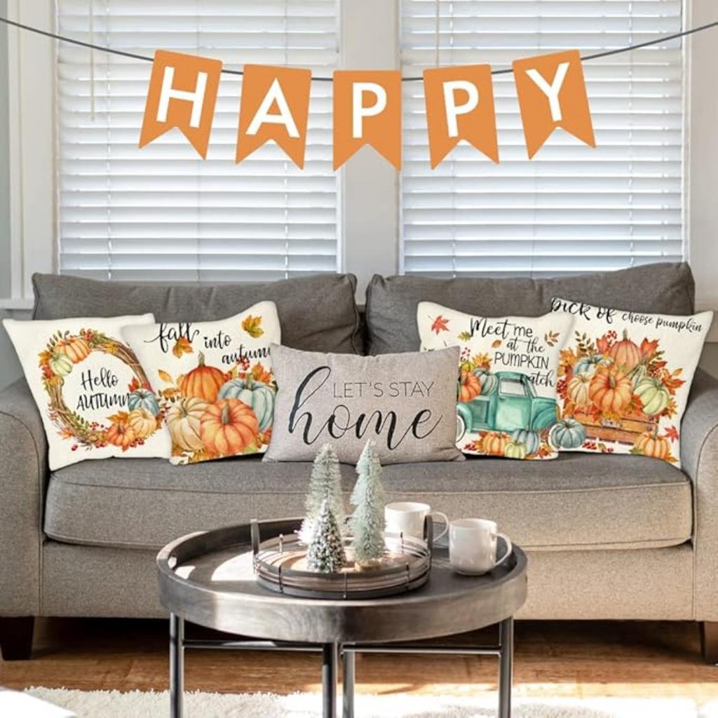 Pillowcover Autumn Pumpkin Pillow Cases Happy Harvest Thanksgiving Party Throw Cushion Case for Couch Sofa Outdoor Home Decor