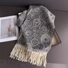 Neck Warmer Scarf For Women Men Winter Thickened Tassel Pashmina Shawl Faux Cashmere Warps Autumn Elegant Cashew Print Blanket