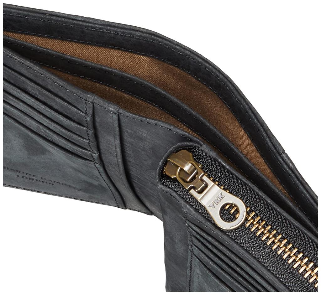 [Katherine Hamnett London] [SCRUB] Portefeuille Moyen en Cuir Tanné Végétal Japonais avec Motif Gratté Fait Main