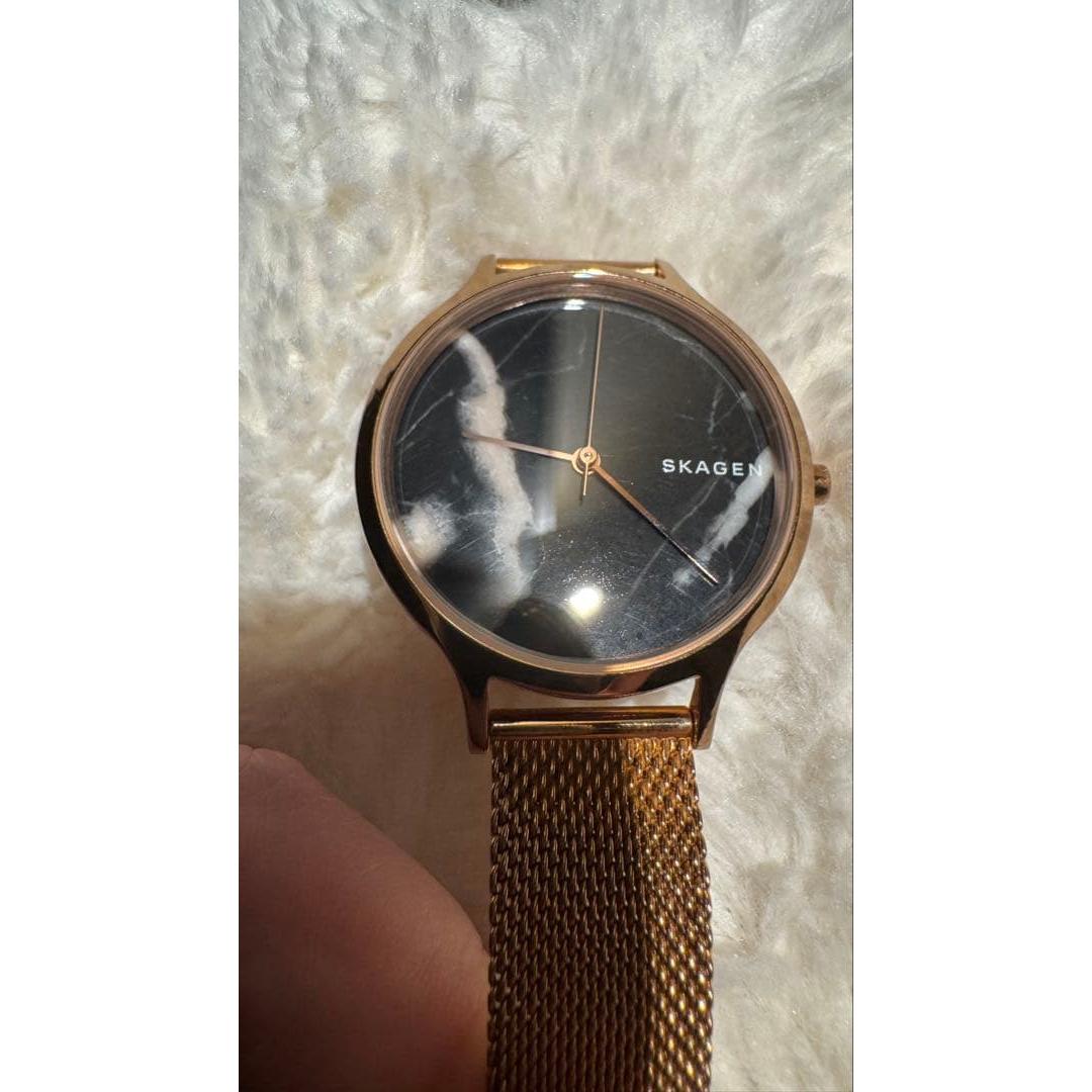 Used SKAGEN watch rose gold marble style dial