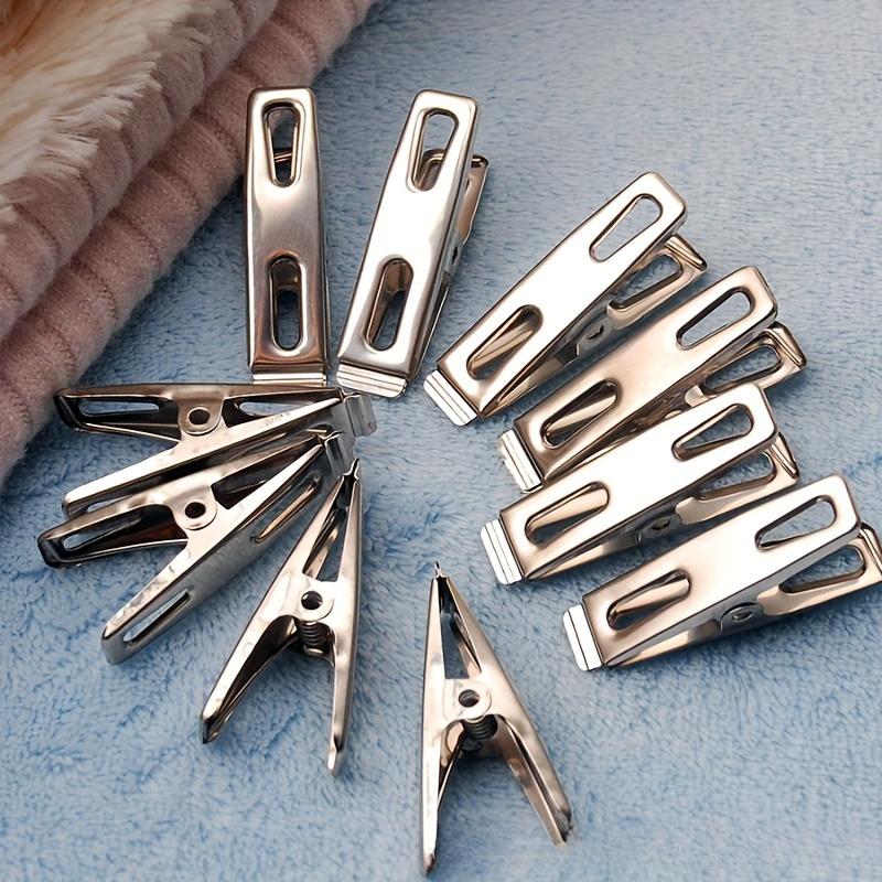 20 Sturdy Stainless Steel Clothespins - Windproof Clothespins, Multi-functional Metal Clips, Rustproof, Easy for Home Use
