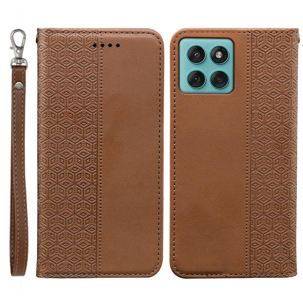 For Motorola Edge 60 Fusion 5G Wallet Phone Case Strong Magnetic Checkered Pattern Imprint Leather Flip Cover
