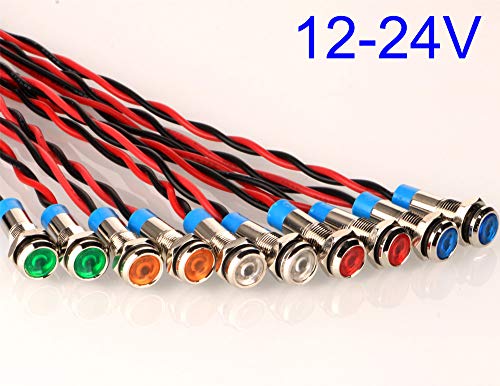 10 installed 6mmled metal indicator light 12V24V waterproof car marine panel light color
