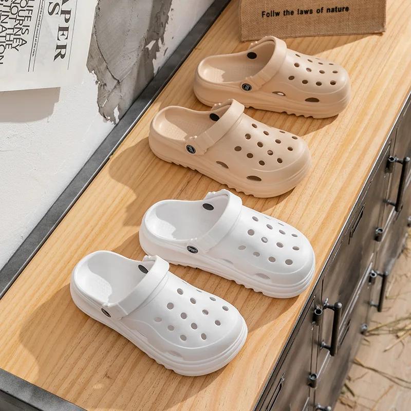 Fashion Fashion Hollow Out Platform Sandals Women 2025 Summer Non Slip Beach Clogs Eva Sandals Woman Thick Soft Sole Garden Shoes Slides