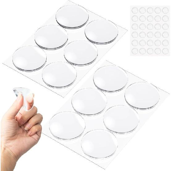 12 Pieces Door Stoppers for Wall, 2'' Clear Door Knob Wall Protector, Stops with Cabinet, Washable & Reble Protectors, Self Adhesive (12 Pcs)