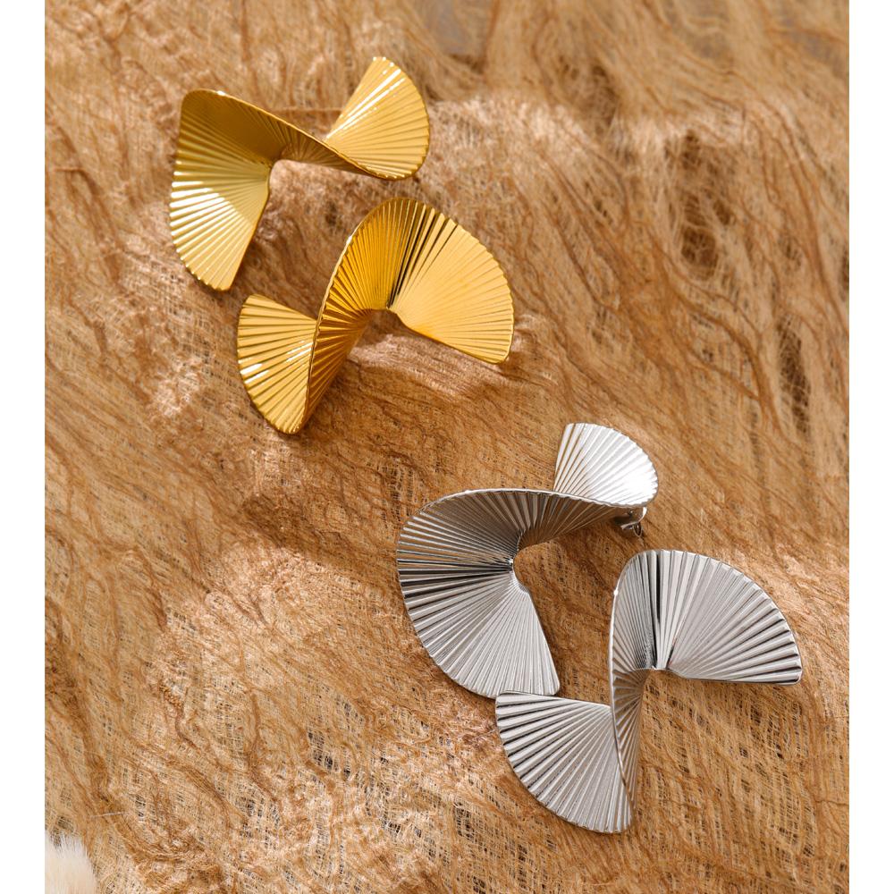 Eetit Statement Stainless Steel Metal Twist Gold Color Geometric Stud Earrings Fashion Temperament Waterproof Jewelry Wholesale
