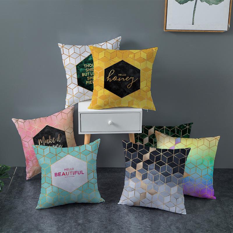Geometric Sofa Pillow Cover Peach Skin Creative Home Office Cushion Cover Car Cushion