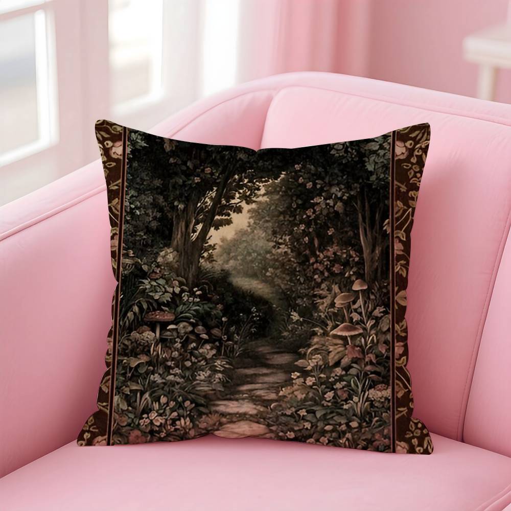 Vintage Medieval Unicorn Art Pillow Case Anti-dustmite Pillowcase Invisible zipper silky short plush Sofa cushion cover