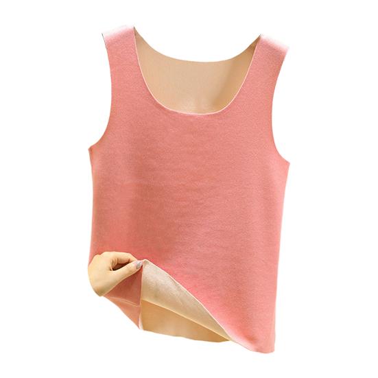 Autumn Winter DE Velvet Thermal Vest O-neck Sleeveless Tank Top Solid Color Seamless Warm Underwear Bottoming Tops