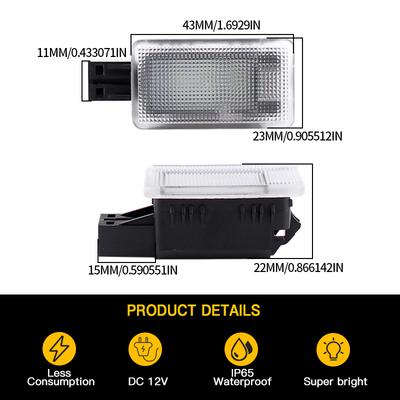 2PCS OEM# 1286317/9123680 For Volvo V40/V40CC V60 S60 S80 XC40 XC60 XC90 White Led Interior Light Luggage Compartment Trunk Lamp