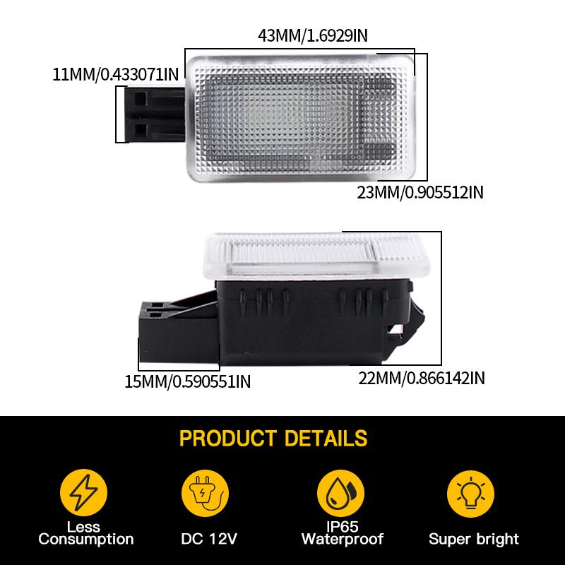2PCS OEM# 1286317/9123680 For Volvo V40/V40CC V60 S60 S80 XC40 XC60 XC90 White Led Interior Light Luggage Compartment Trunk Lamp
