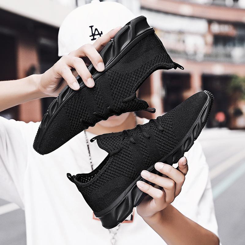 Men's Breathable Knitted Running Shoes, Casual Shoes, Men's Shoes, Spring And Summer Flying Woven Mesh Jogging Shoes