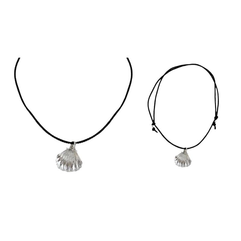 Muschel Anhänger Halsband Armband Verstellbar Schwarzes Seil Choker Halskette Schmuck Hals Schlüsselbeinkette