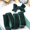 Green Velvet Ribbon with Gold & Silver Glitter Thread for DIY Hair Accessories