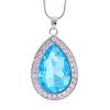 6 Colors Pretty Water Drop Crystal Pendant Necklace Blue Green Purple Pink Rhinestone Heart Choker For Women Girls Party Gift