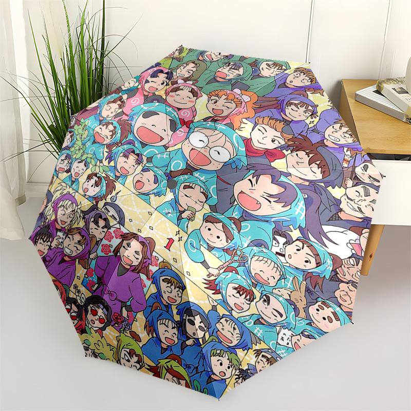 

1pc Outdoor Umbrella with Puru Puri Characters - Automatic Opening/Closing, Portable 3-Fold Design, 8-Rib Iron Frame - Perfect Gift for Fans, T