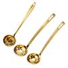 Stainless Steel Soup Ladle with Long Handle And Strainer 2-in-1 Kitchen Spoon for Serving And Filtering Easy To Store Hanging Hole Cooking Tools