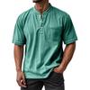 Men's Summer Round Neck Short Sleeve T-Shirt Neck Men's All-match Casual Button Shirt