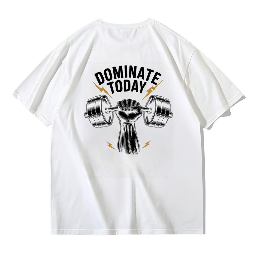 2025 Herbst und Winter Paar Fitness Sportlicher Stil Reine Baumwolle T-Shirt Druck Schlichter Trend Übergröße Herren Damen T-Shirt