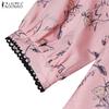 ZANZEA Womens Summer Loose Casual 3/4 Sleeve Print Dress